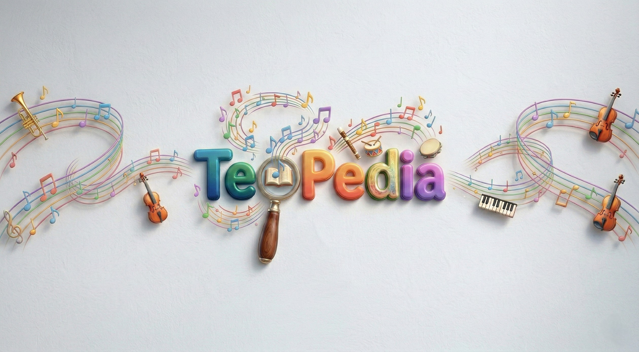 TeoPedia banner cu instrumente muzicale